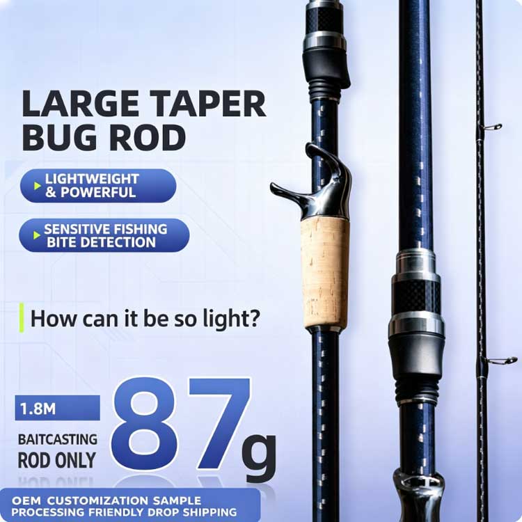 OM High Carbon 1.8m, 1.98m, 2.13m M Power Xf Action Sensititve Tip Spinning Casting Worm Fishing Rod for Saltwater